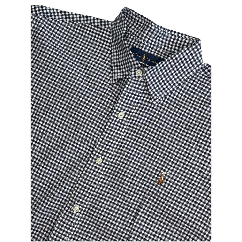 Ralph Lauren Classic Fit Button Down Shirt Men L Gingham Check Cotton
